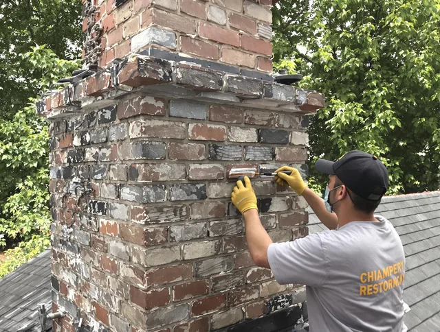 In-progress chimney restoration by Rancho Cucamonga Chimney Sweep in Rancho Cucamonga, CA