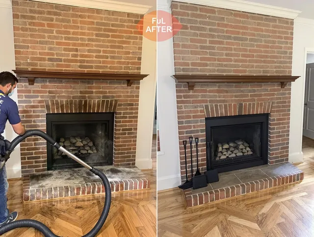 Rancho Cucamonga Chimney Sweep carefully sanitizing a fireplace in Rancho Cucamonga, CA
